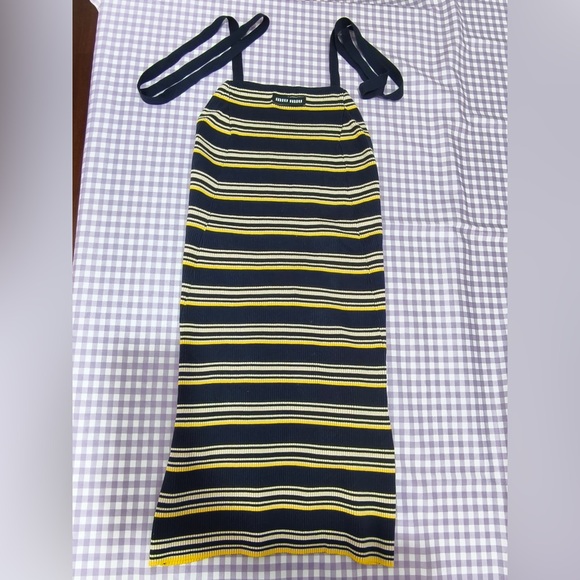 Miu Miu Dresses & Skirts - Miu Miu Navy, Yellow & Cream Striped Knit Pencil Skirt